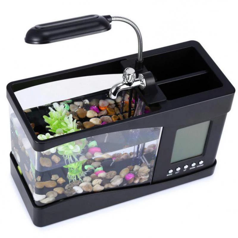 Bể Cá Mini Kiêm Đồng Hồ Để Bàn - Ảnh 2