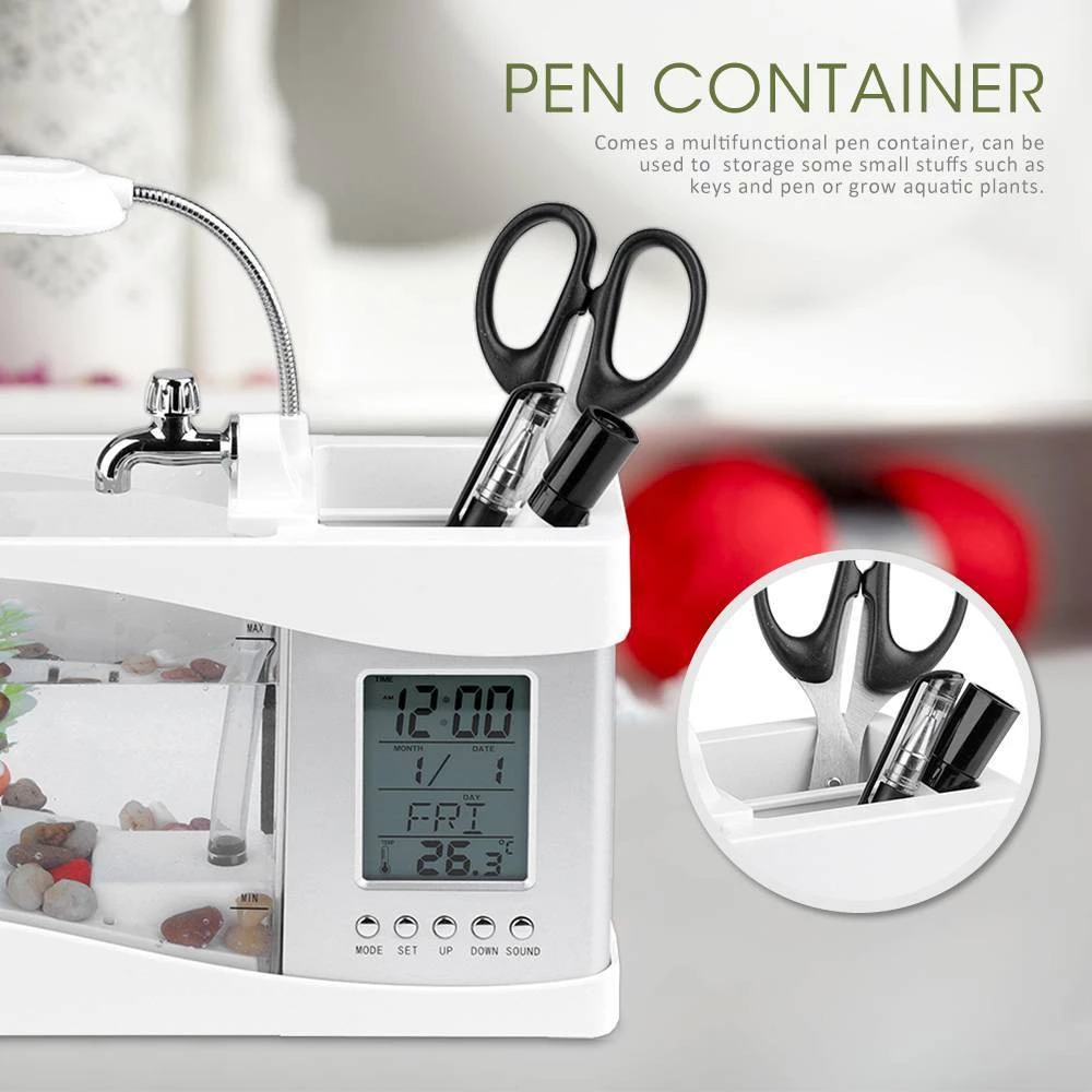 Bể Cá Mini Kiêm Đồng Hồ Để Bàn - Ảnh 4